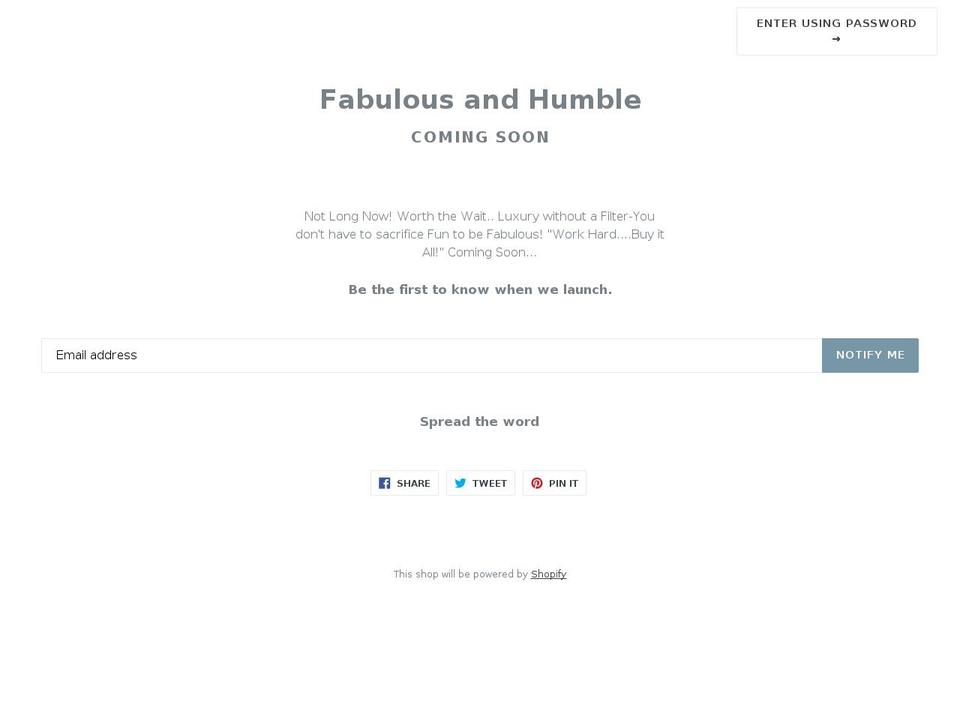 fabulousandhumble.com — Shopify storefront screenshot
