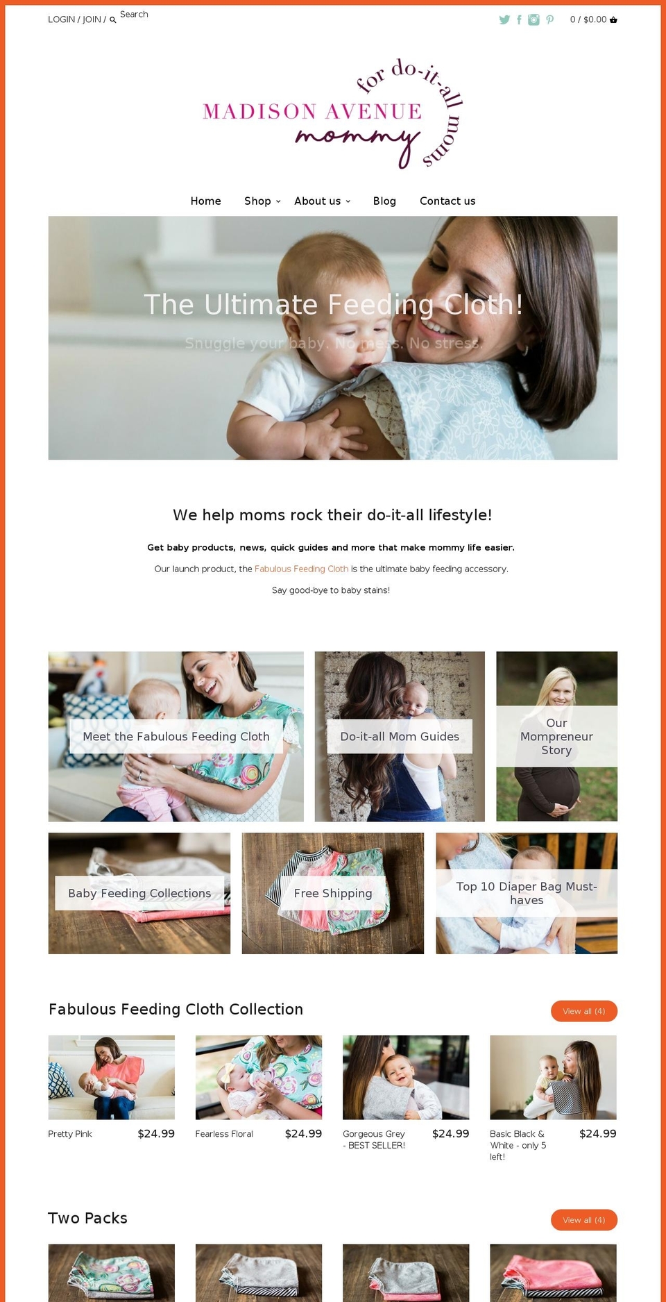 fabulousfeedingcloth.com — Shopify storefront screenshot