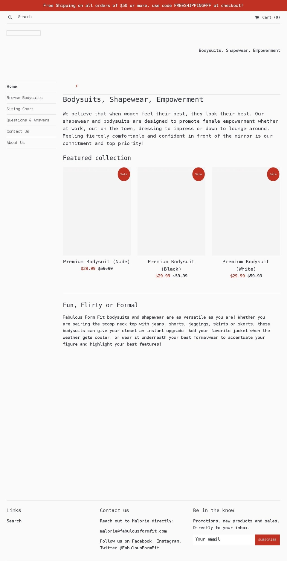 fabulousformfit.com shopify website screenshot