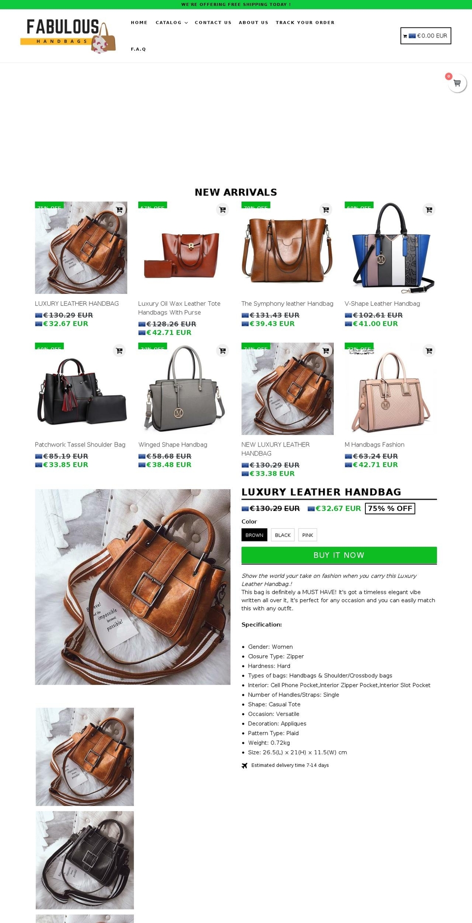 fabuloushandbag.com shopify website screenshot