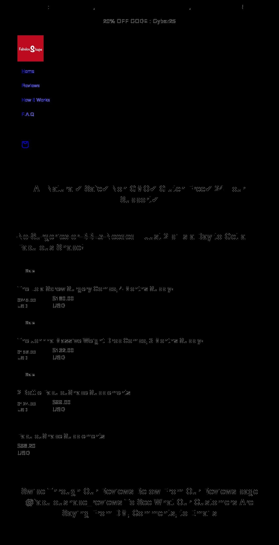fabuloushape.com shopify website screenshot