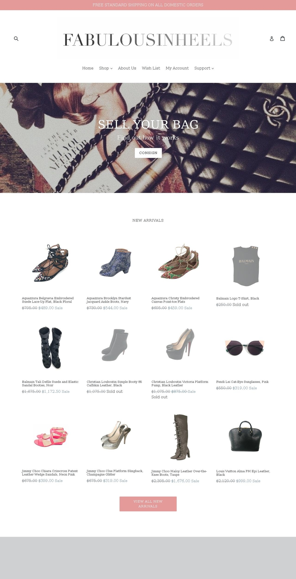 fabulousinheels.com — Shopify storefront screenshot