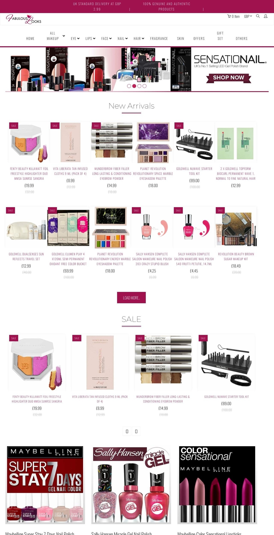 Cosmetic-beauty Shopify theme site example fabulouslooks.co.uk