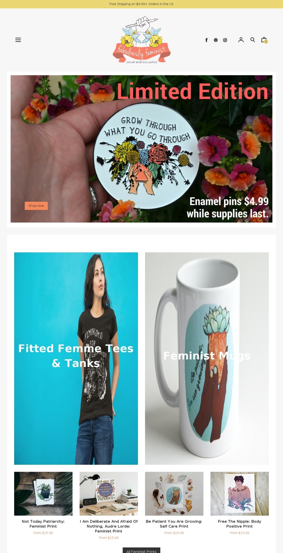 Editorial Shopify theme site example fabulouslyfeminist.com