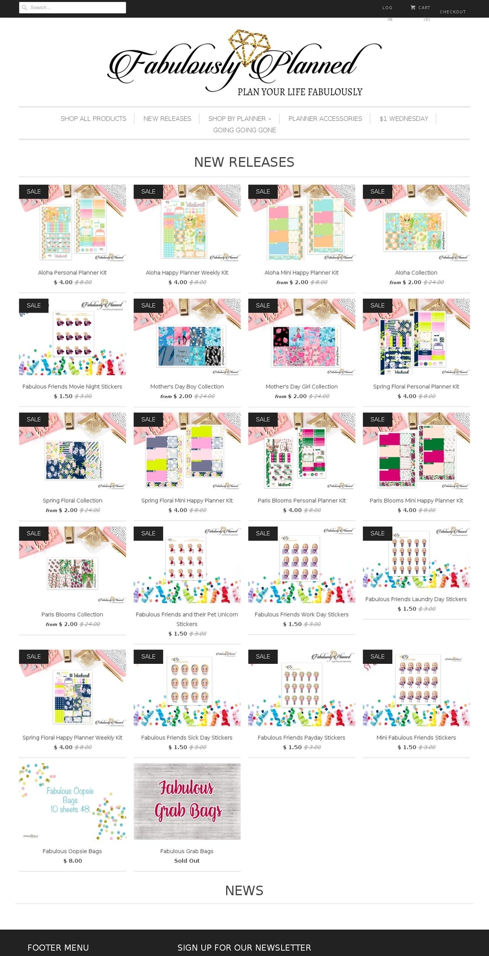 fabulouslyplannedco.com shopify website screenshot