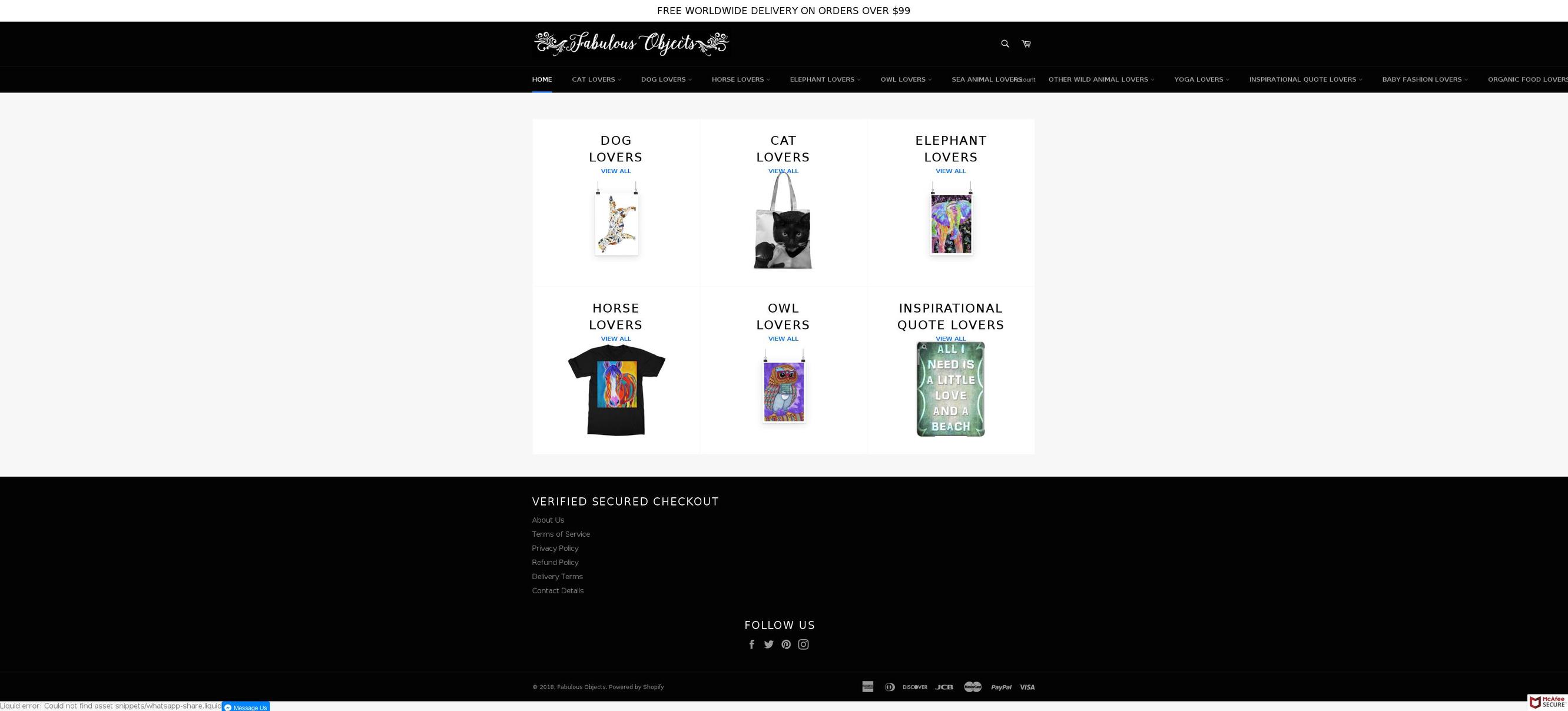 fabulousobjects.com — Shopify storefront screenshot