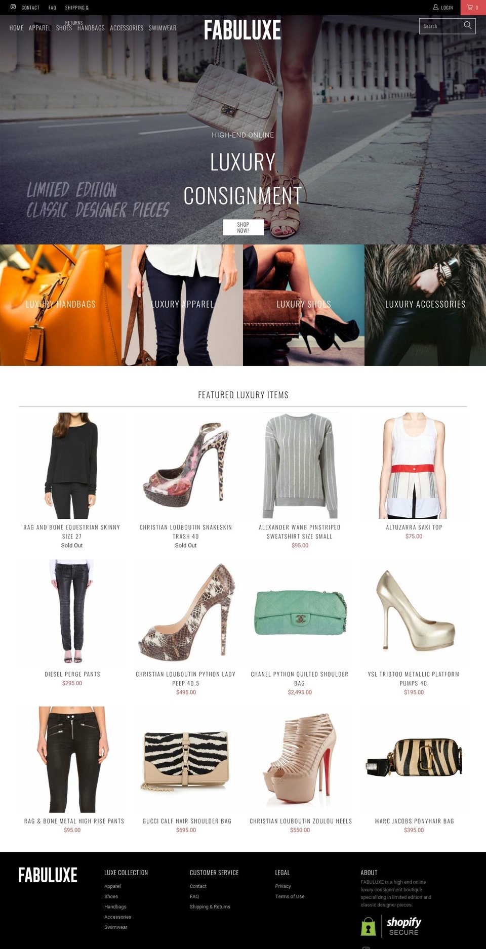 fabuluxe.shop shopify website screenshot