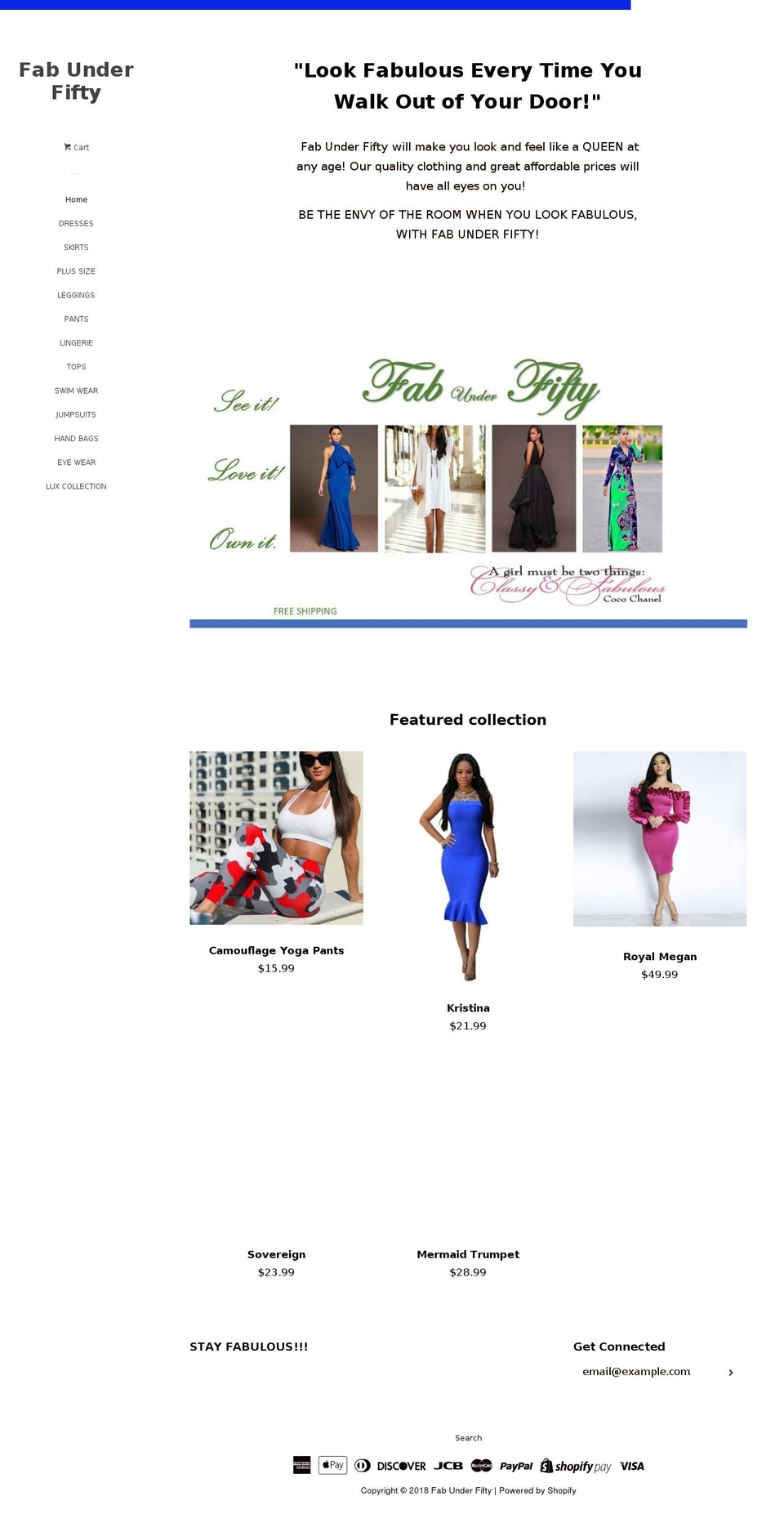 fabunderfifty.com — Shopify storefront screenshot