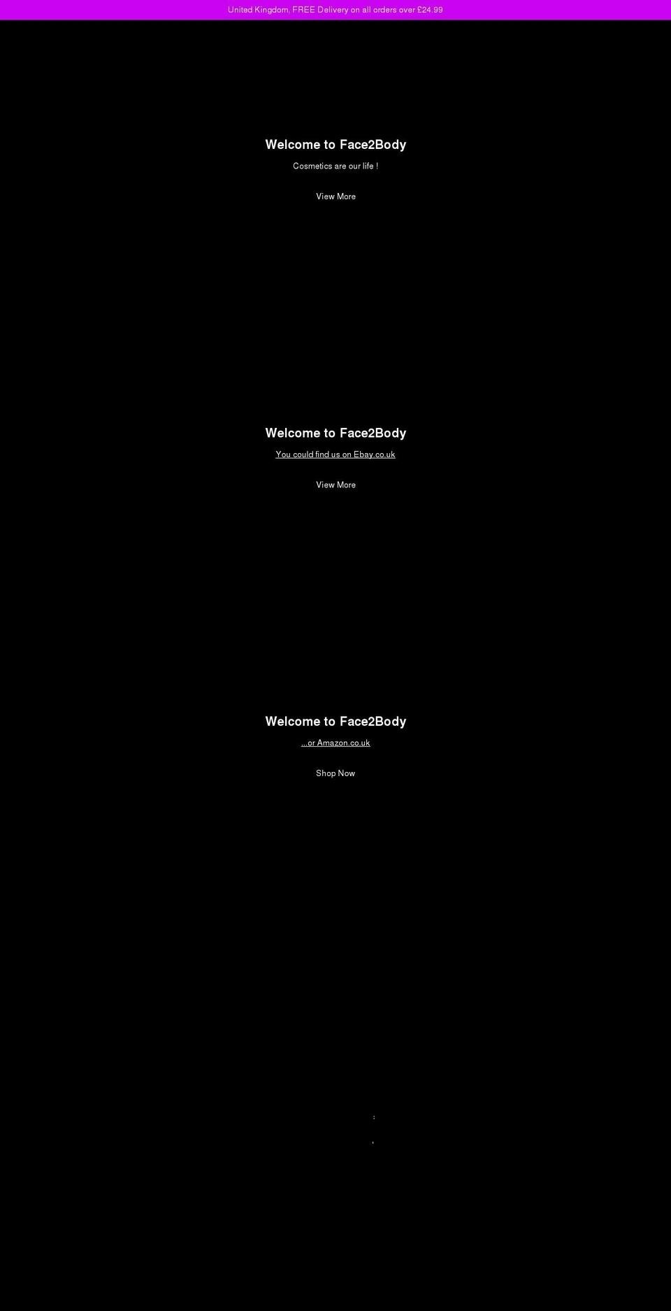 face2body.co.uk shopify website screenshot