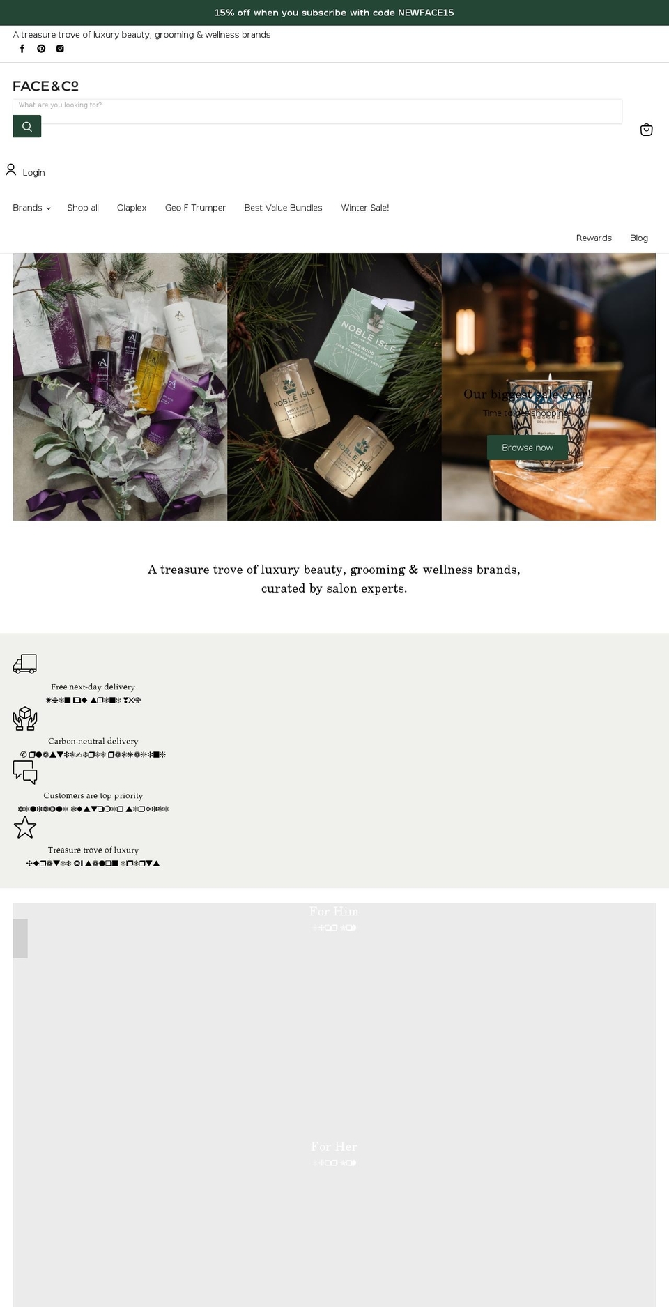 faceandco.co.uk shopify website screenshot