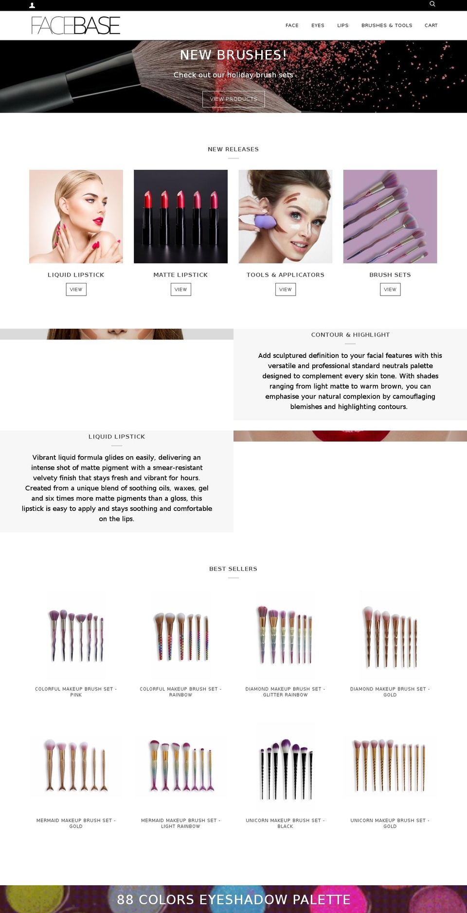 facebasecosmetics.com shopify website screenshot