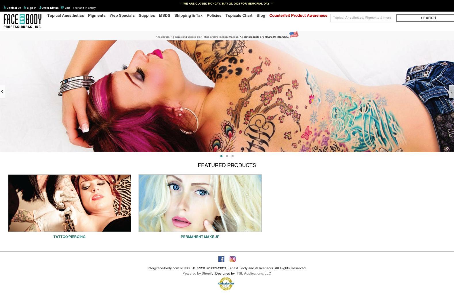 facebodyinc.myshopify.com shopify website screenshot