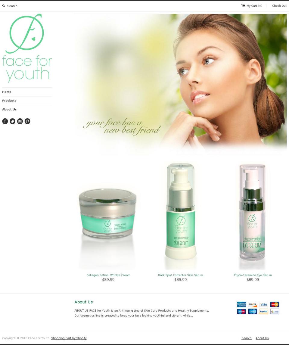 faceforyouth.com — Shopify storefront screenshot