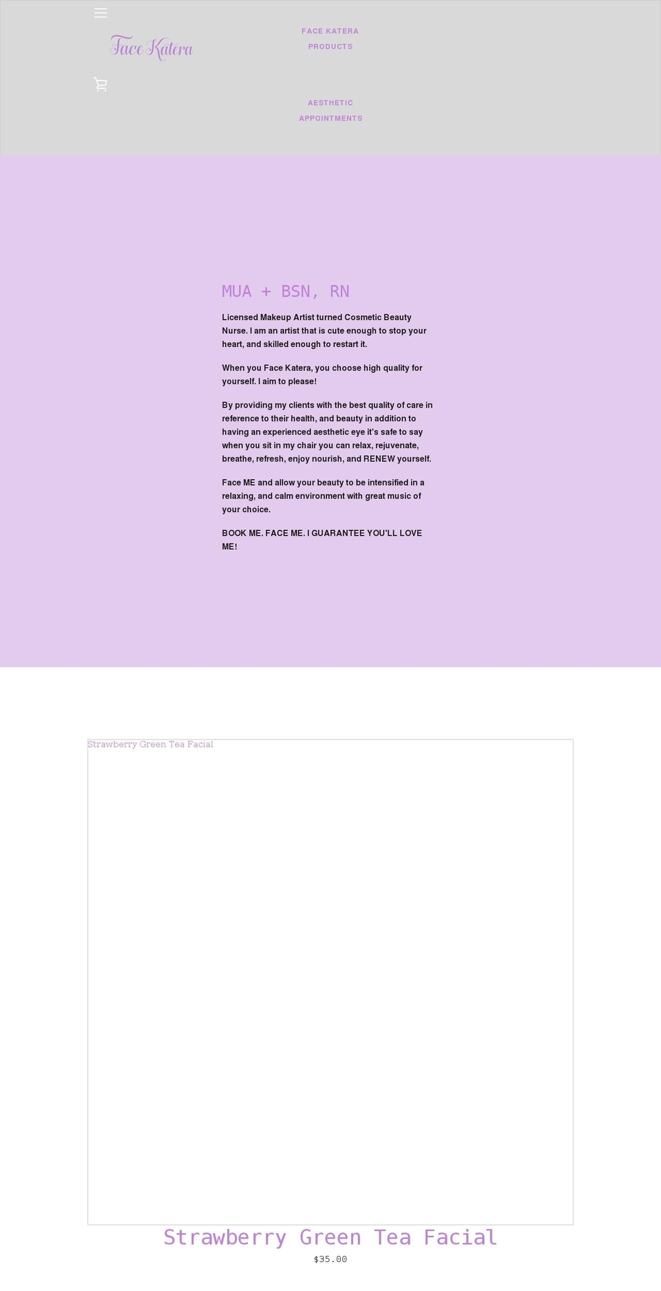 facekatera.com shopify website screenshot