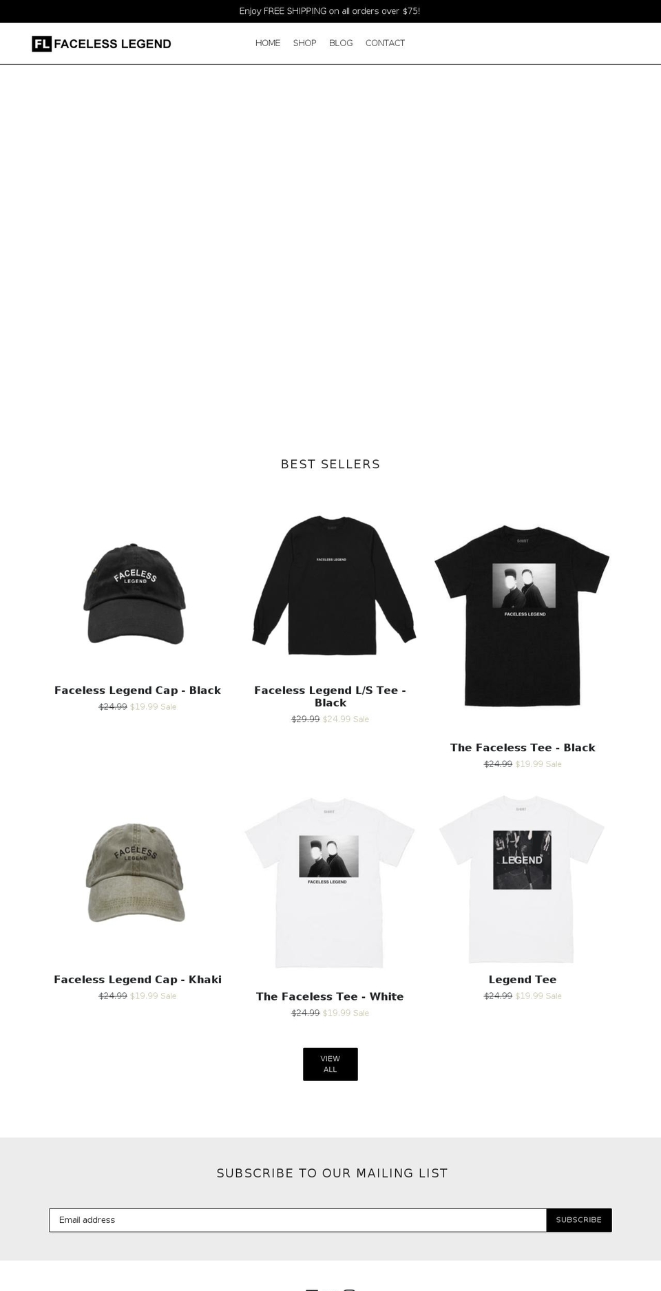 facelesslegend.com — Shopify storefront screenshot