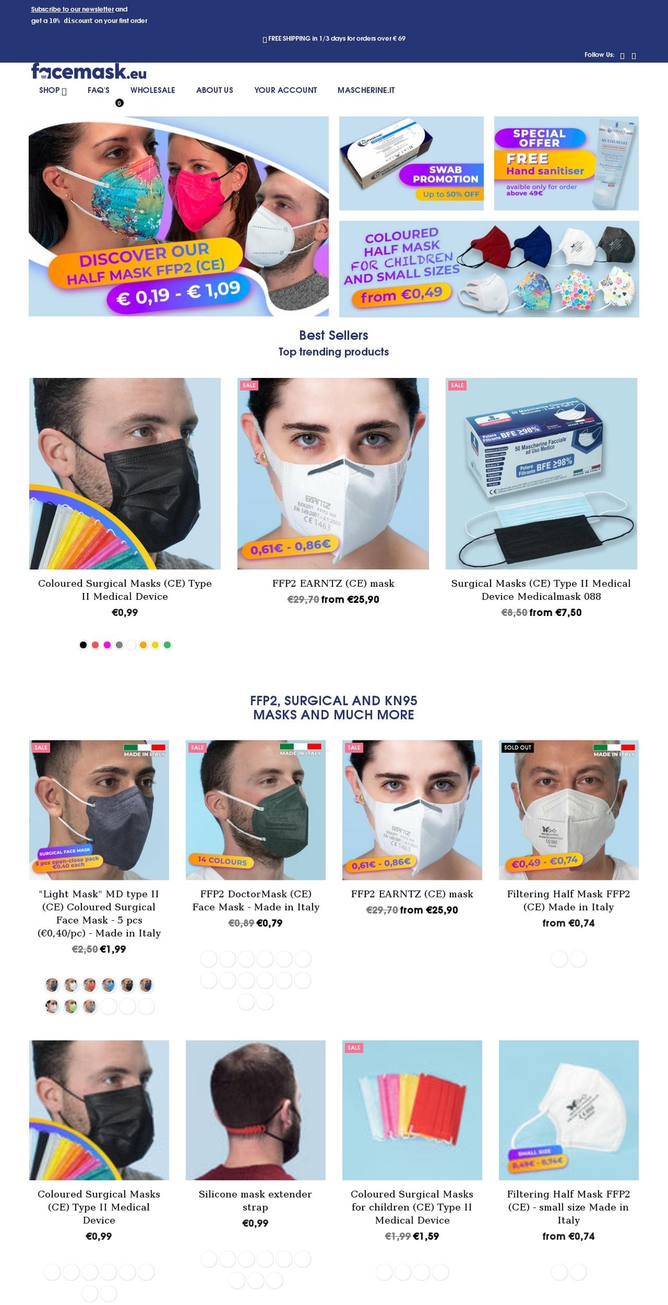 facemask.eu shopify website screenshot