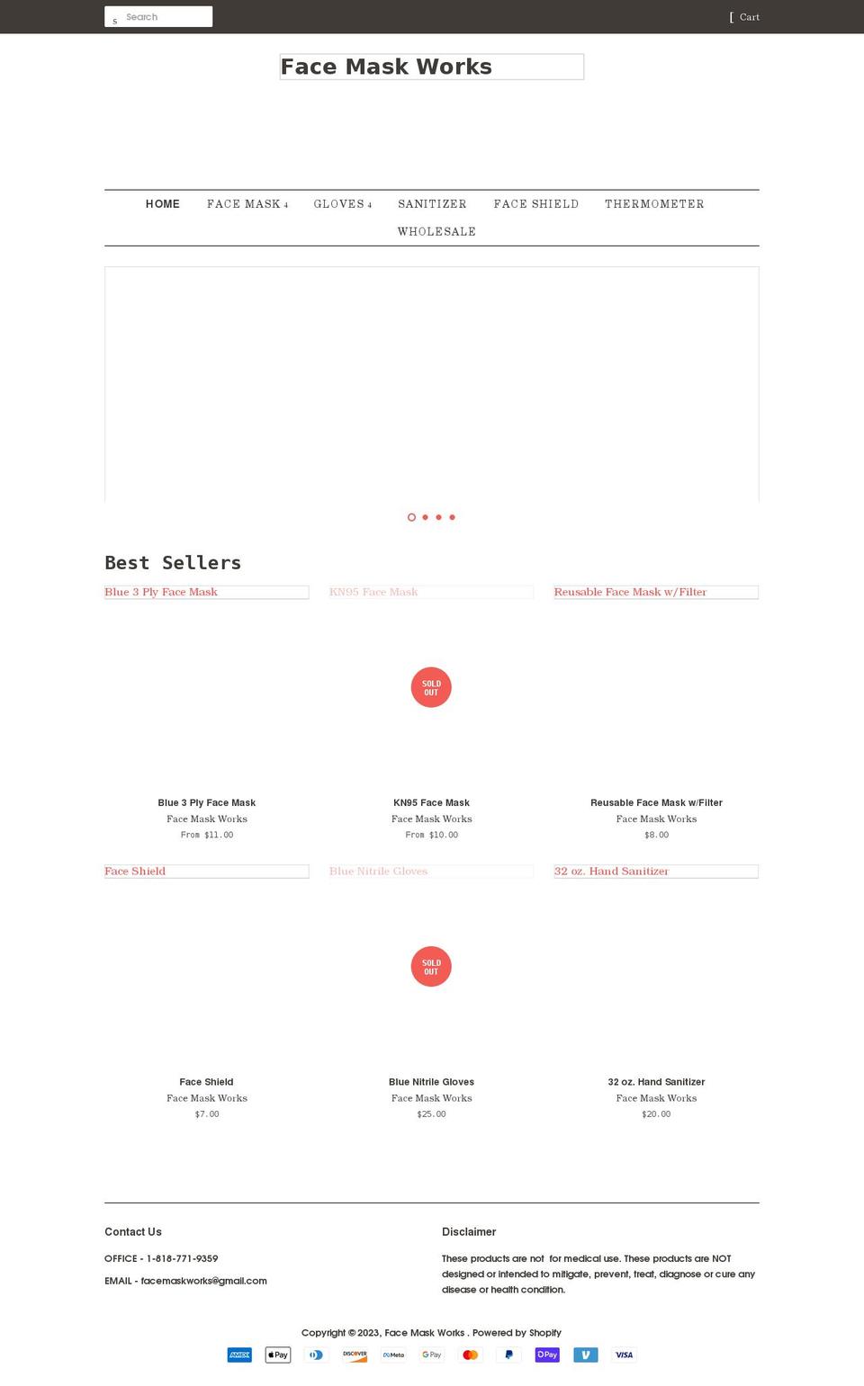 facemaskworks.com shopify website screenshot