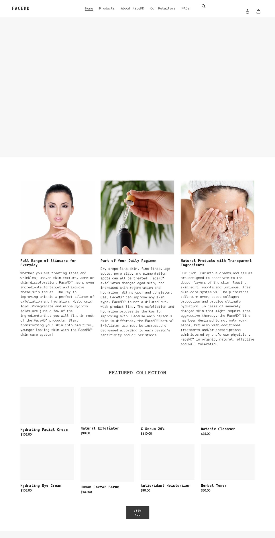 facemd.net shopify website screenshot