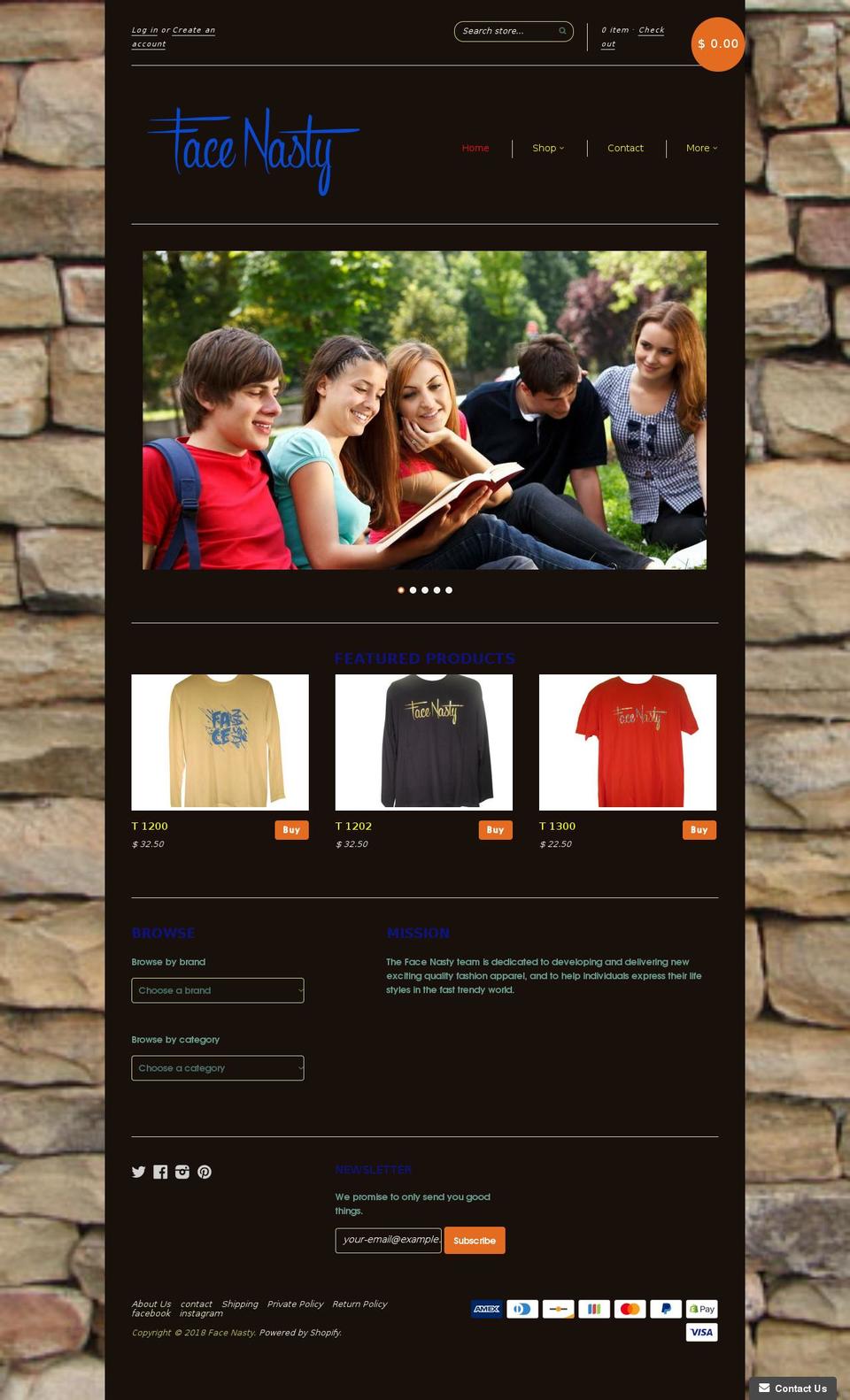 facenasty.com shopify website screenshot