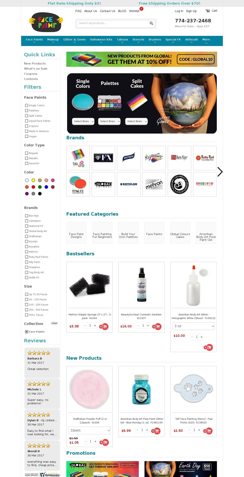 Flex Shopify theme site example facepaint.com
