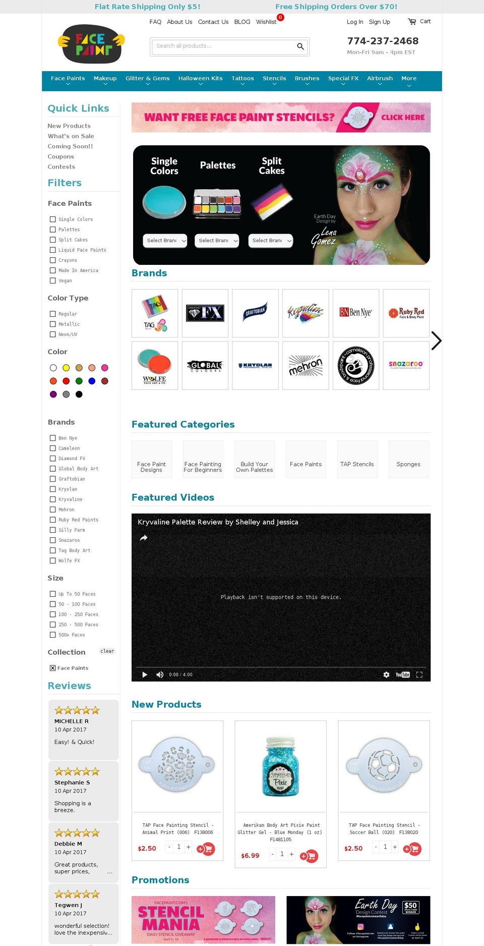 Facepaint Shopify theme site example facepaintbrushes.com