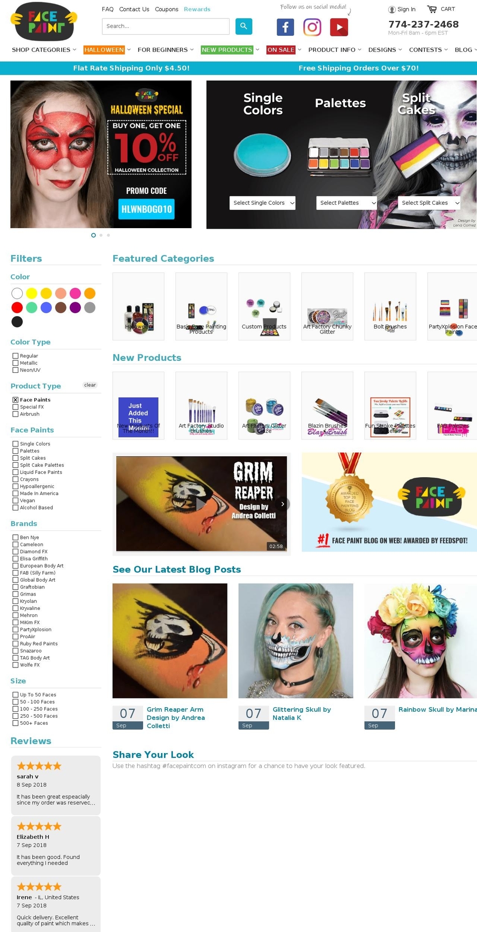 facepaints.com — Shopify storefront screenshot