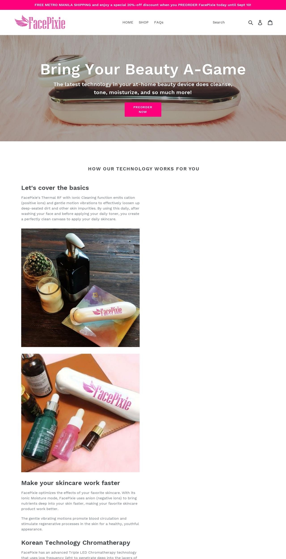 facepixie.com — Shopify storefront screenshot