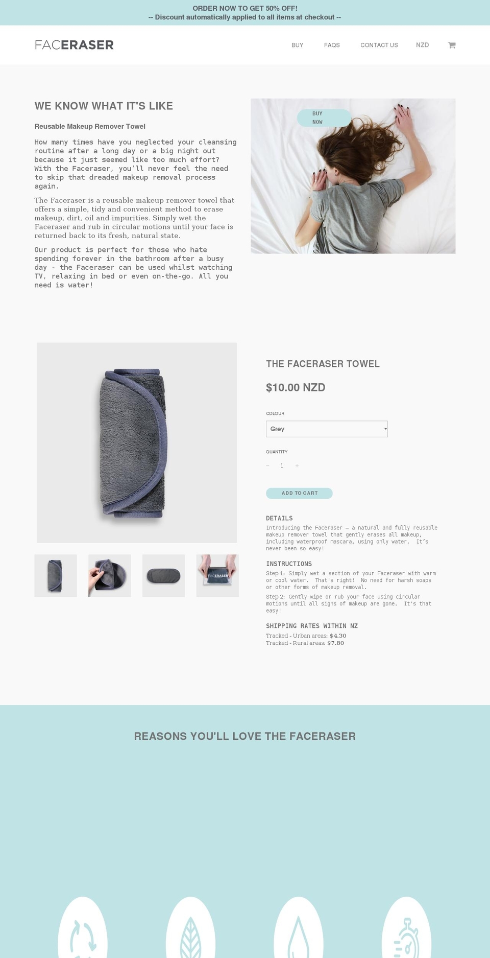 faceraser.co.nz shopify website screenshot