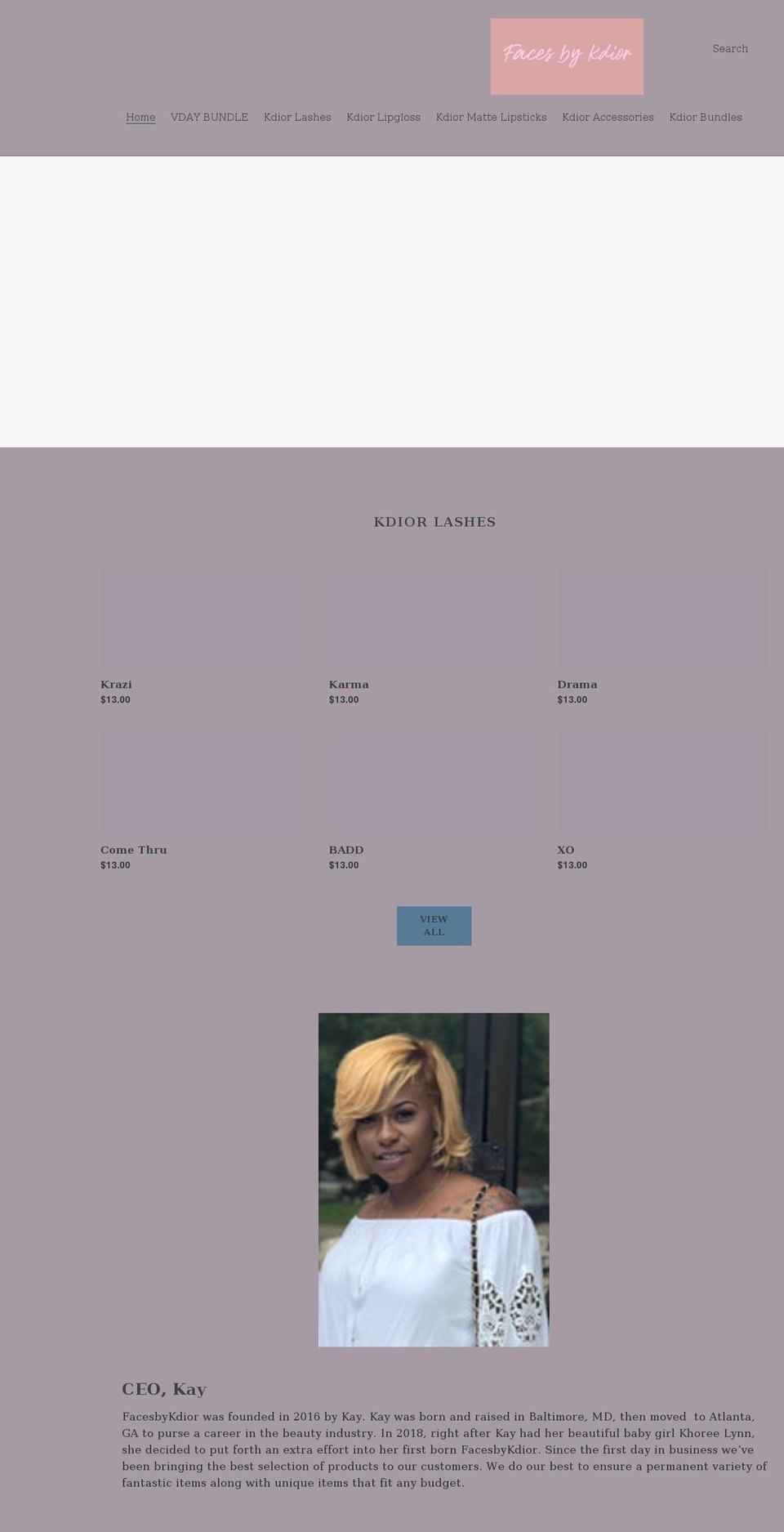 facesbykdior.com shopify website screenshot