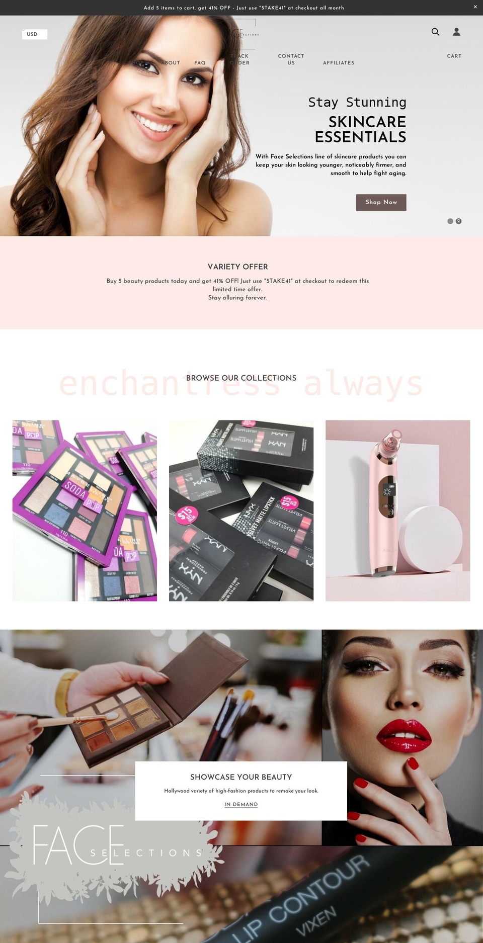 faceselections.com shopify website screenshot