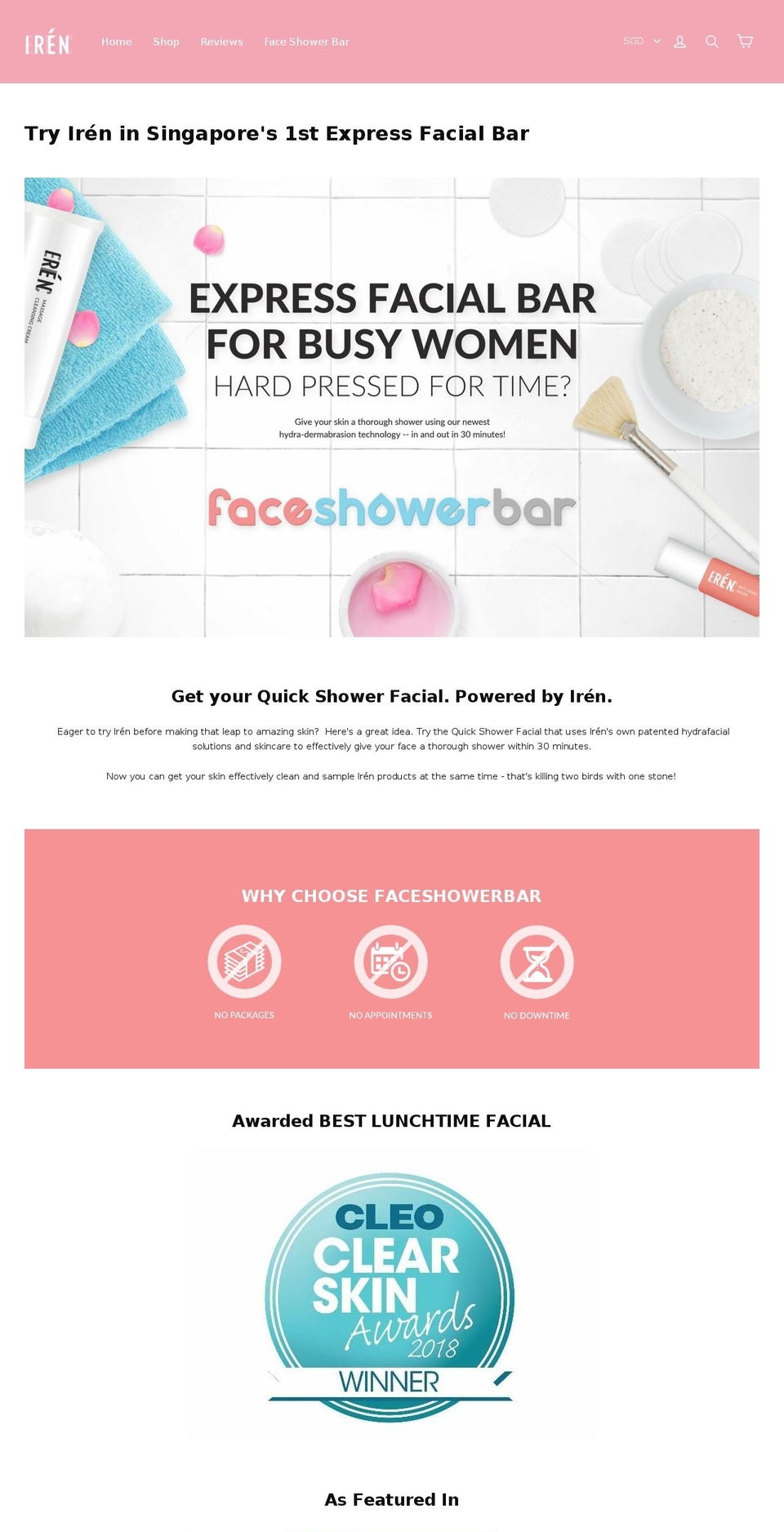 faceshowerbar.com — Shopify storefront screenshot