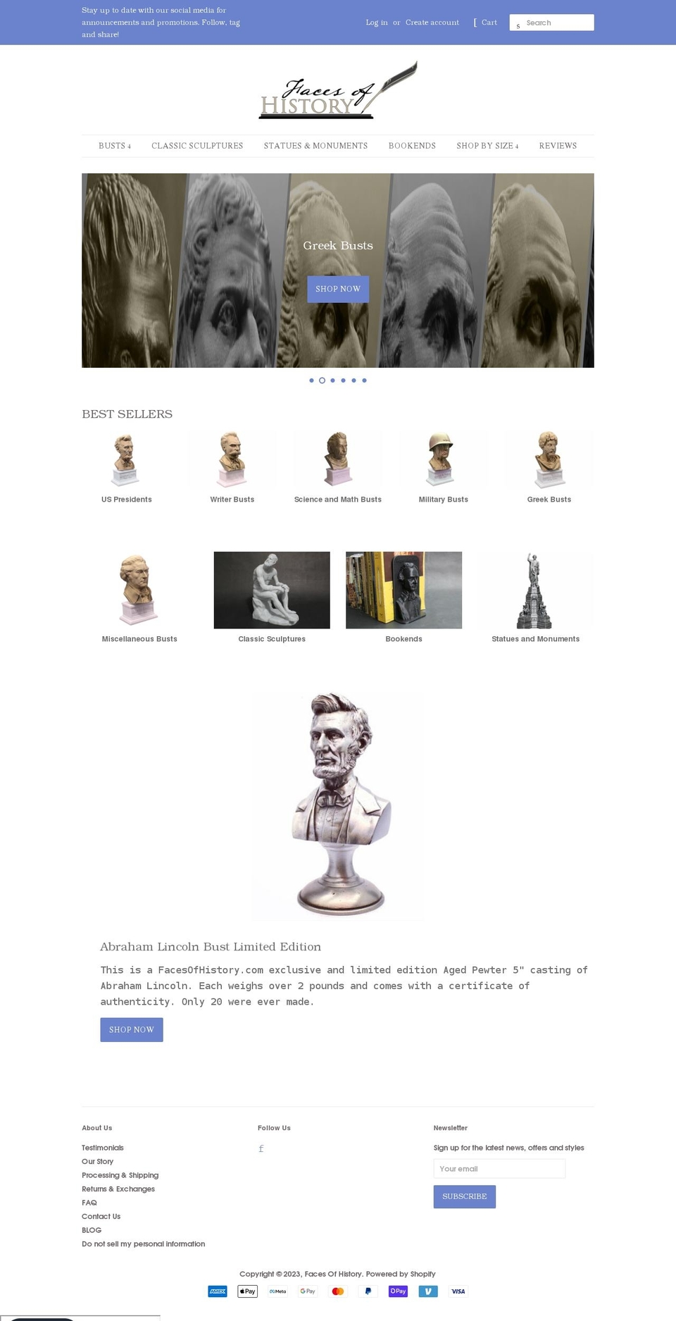 facesofhistory.com shopify website screenshot