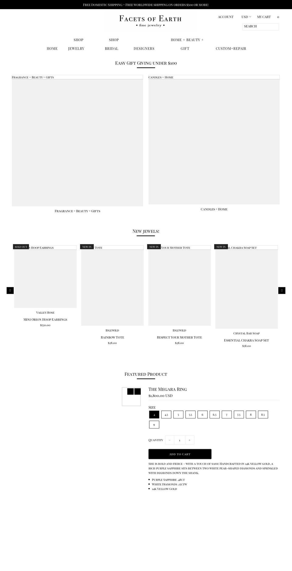 facetsofearth.com shopify website screenshot