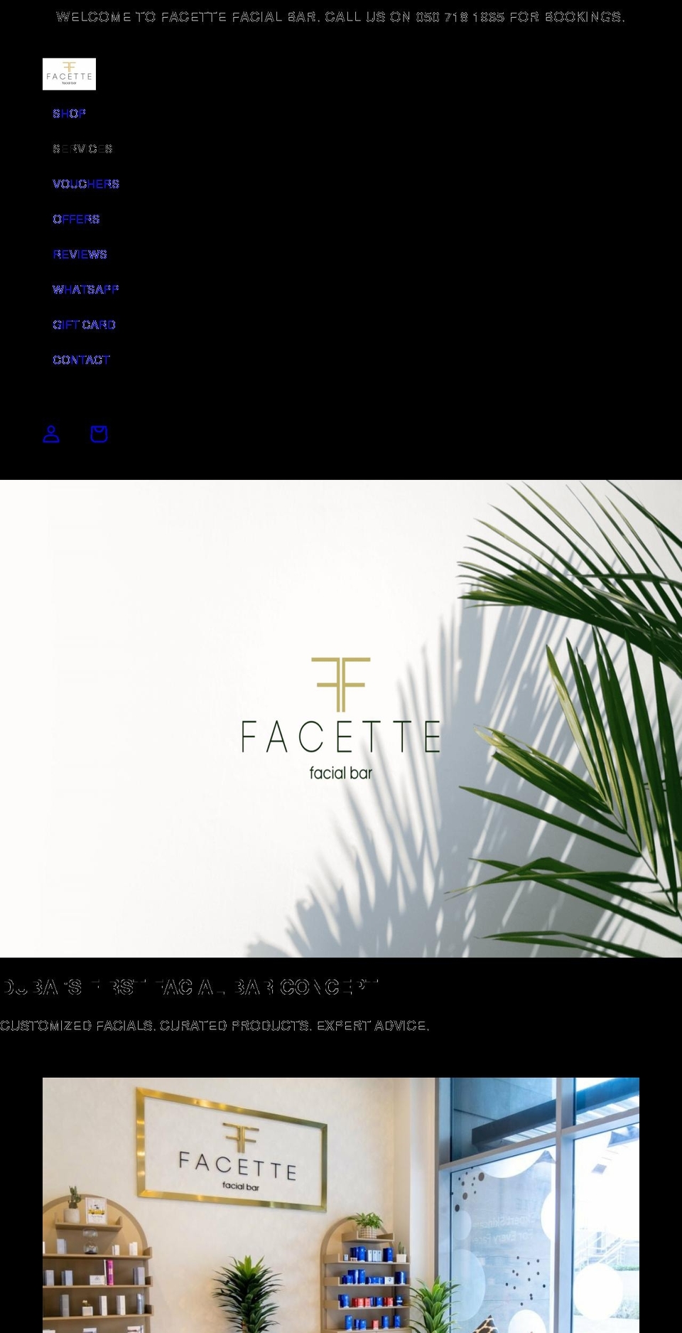 facettefacialbar.com shopify website screenshot