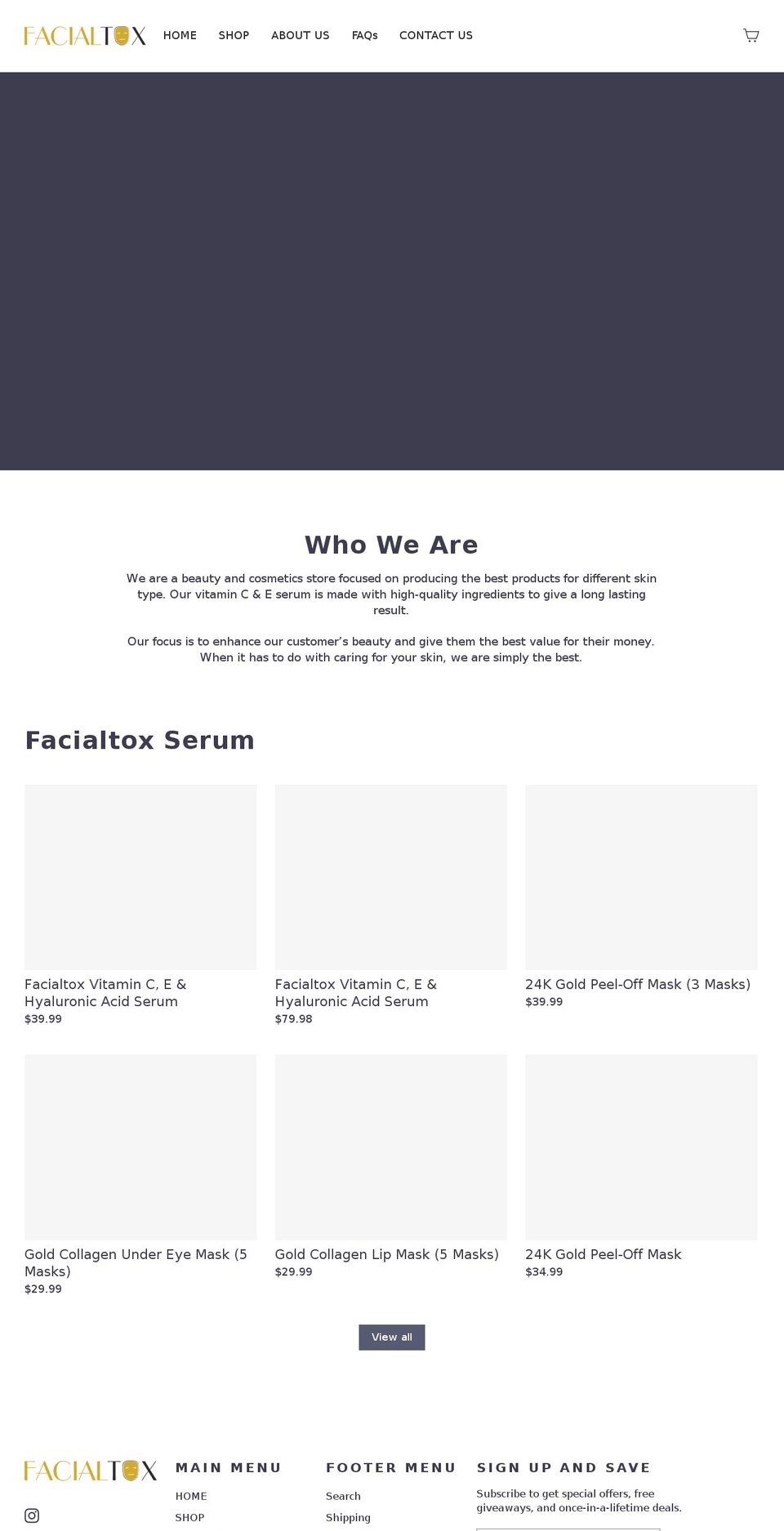 facialtox.com — Shopify storefront screenshot