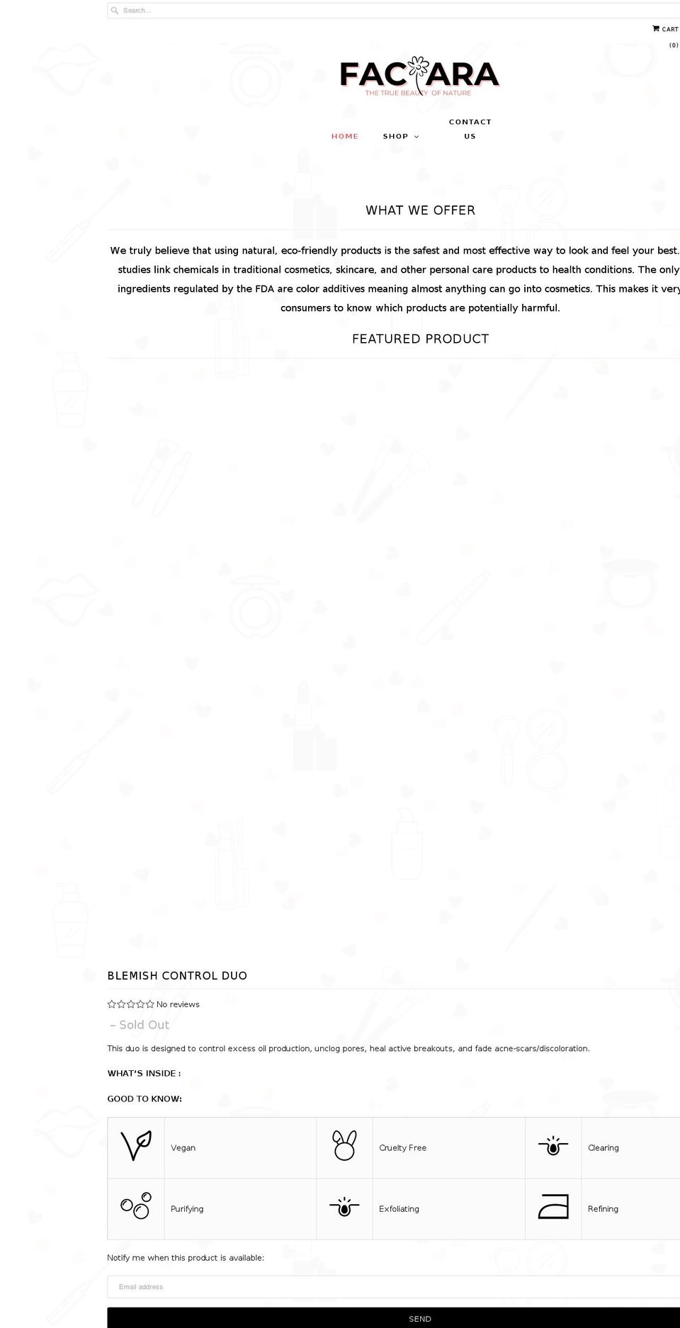 faciara.com shopify website screenshot