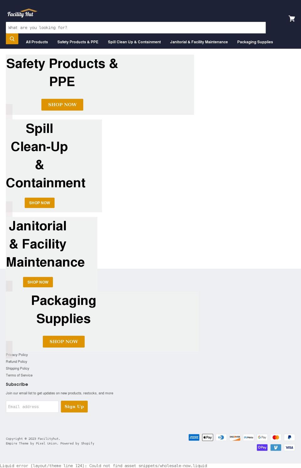 facilityhut.com shopify website screenshot