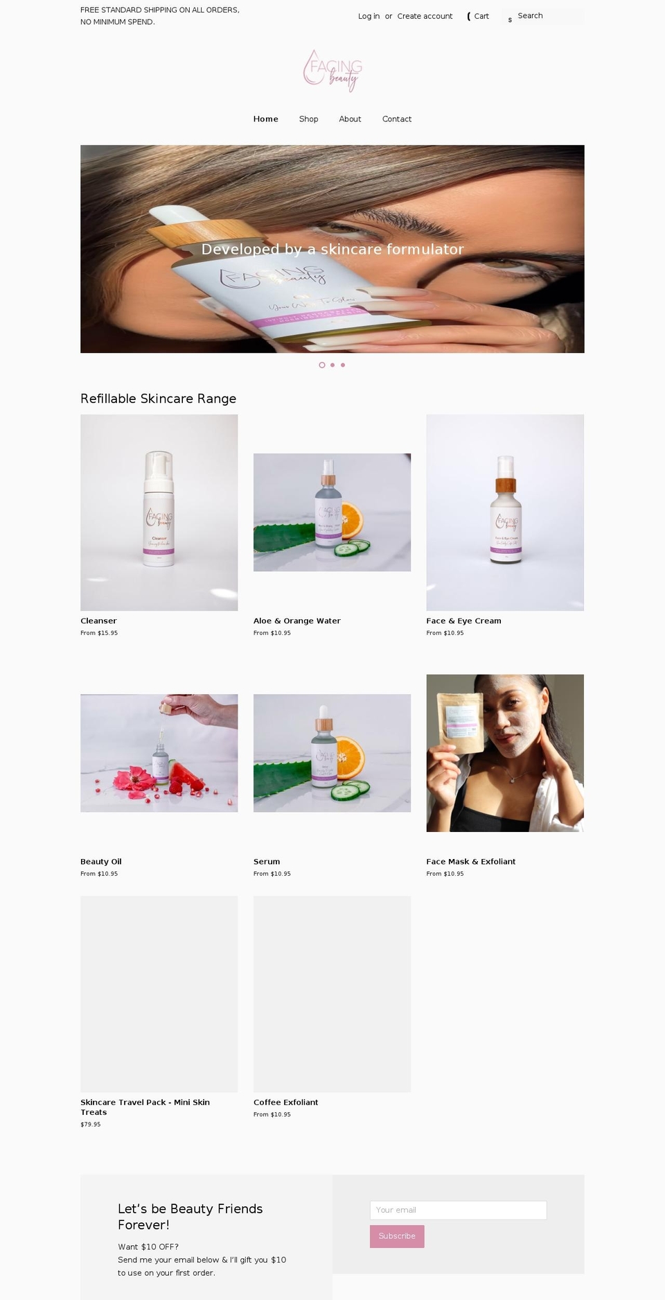 facingbeauty.com.au shopify website screenshot