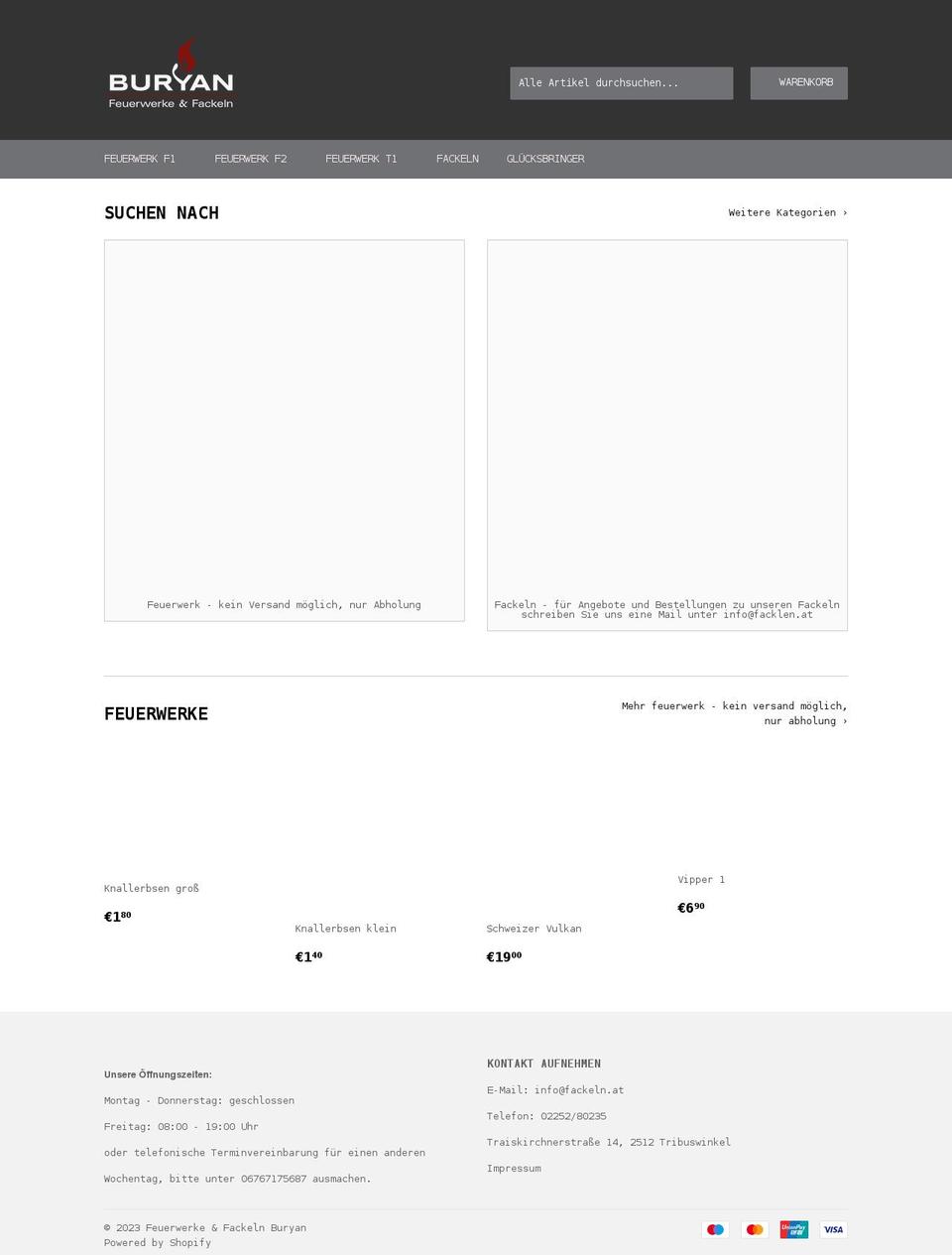 fackeln.at shopify website screenshot