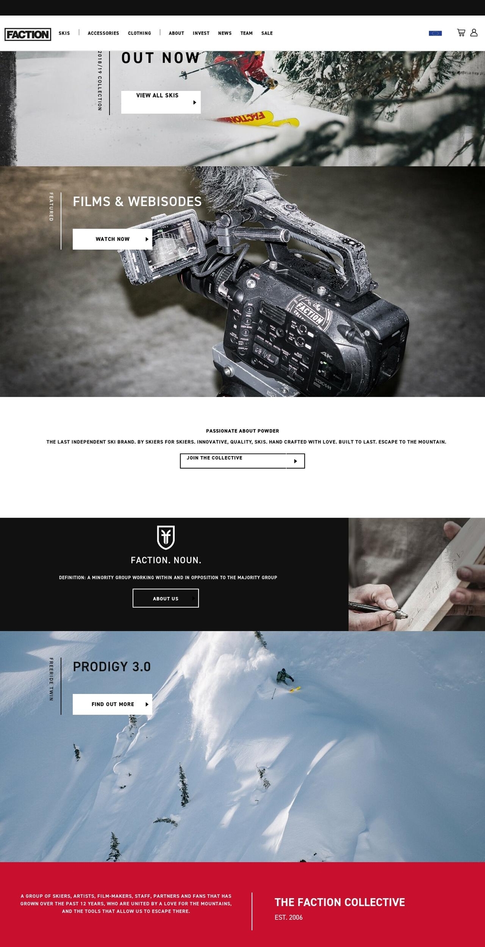 faction.ski shopify website screenshot