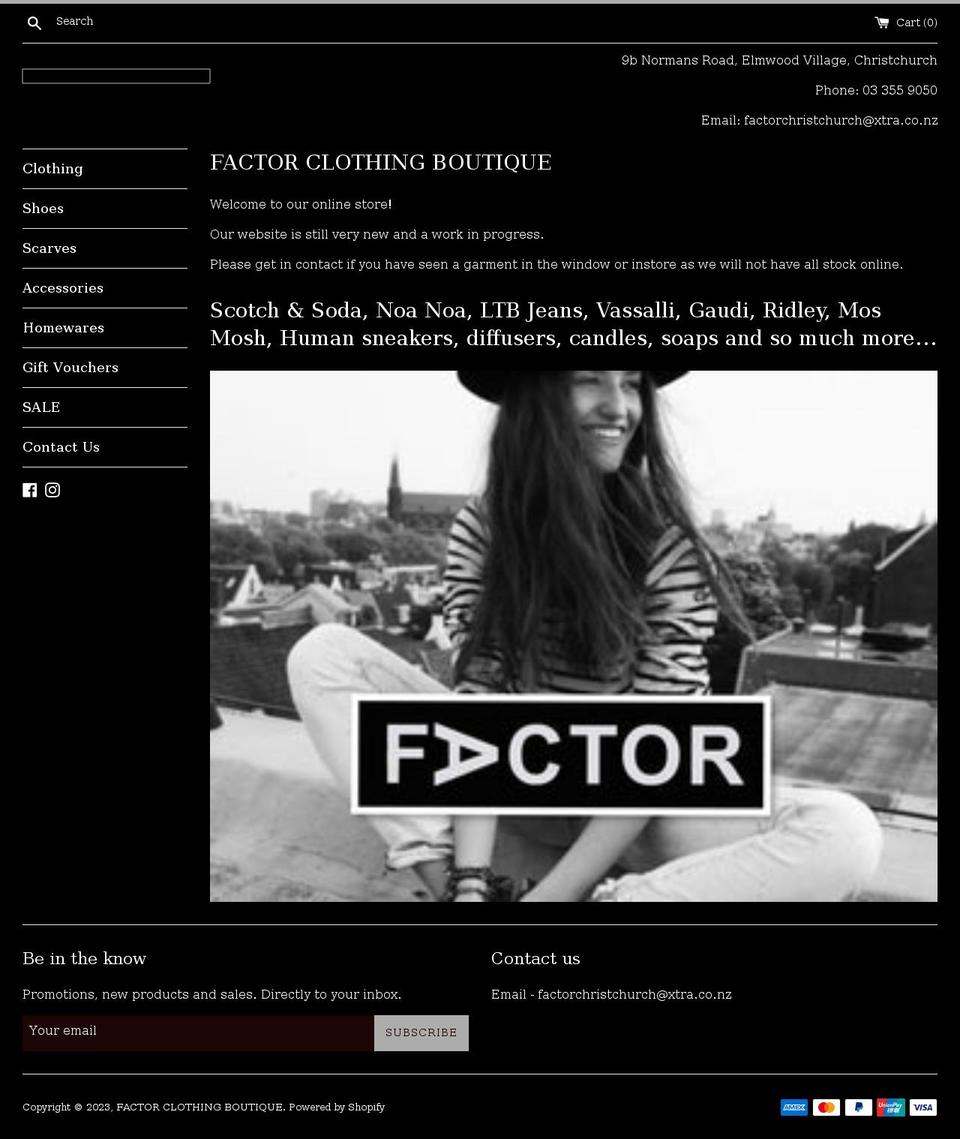 factorclothingboutique.com shopify website screenshot