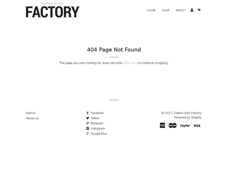 factoryartgallery.com shopify website screenshot