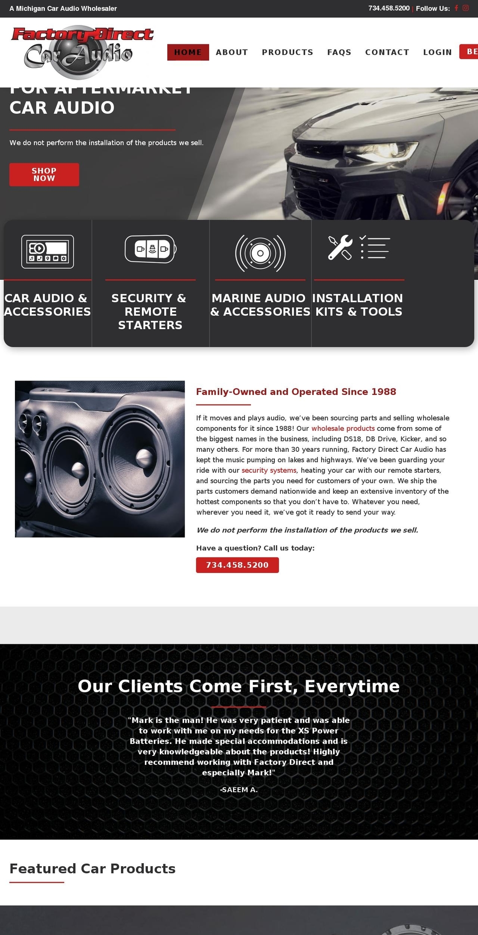 factorydirectcaraudio.com shopify website screenshot