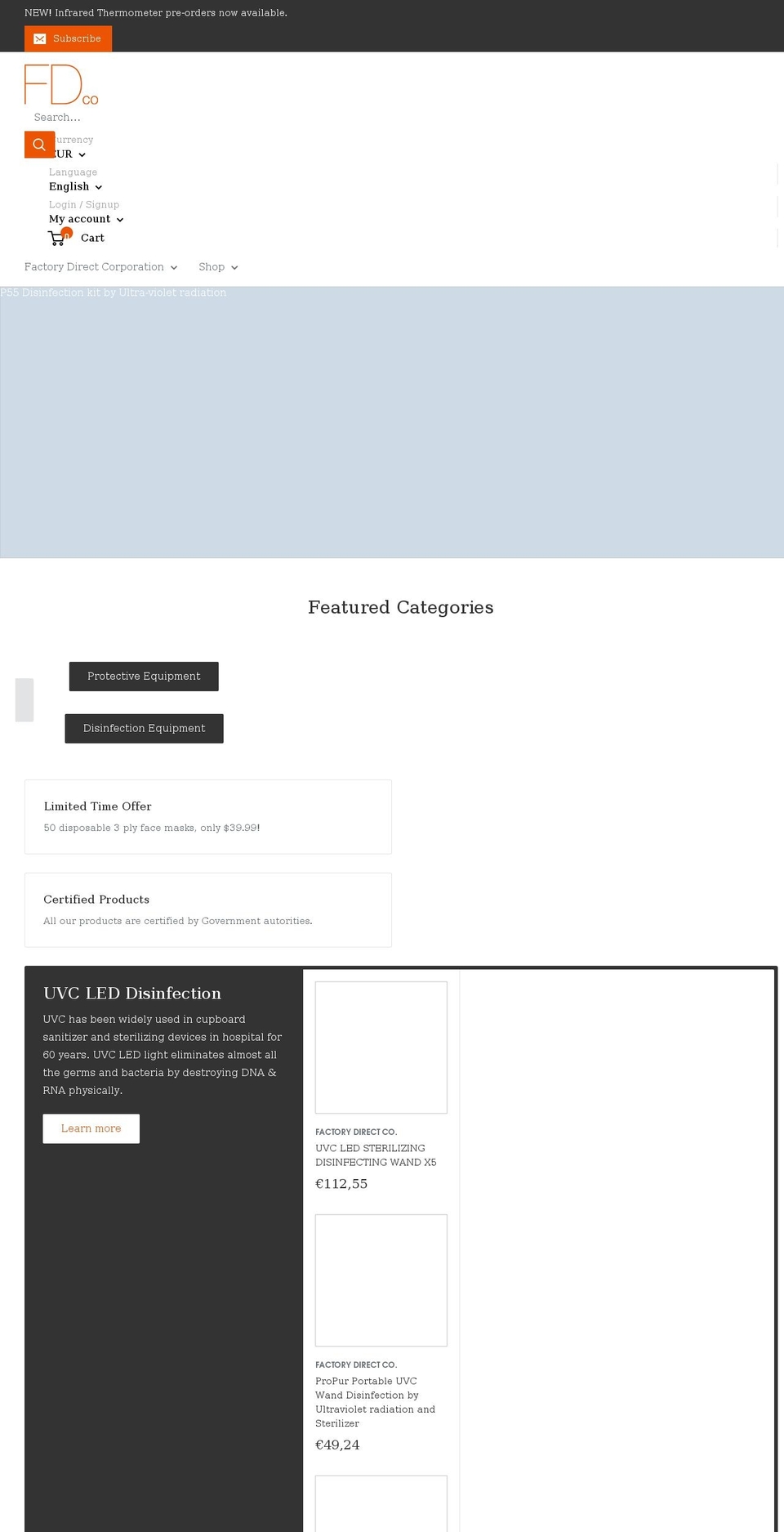 factorydirectco.com shopify website screenshot