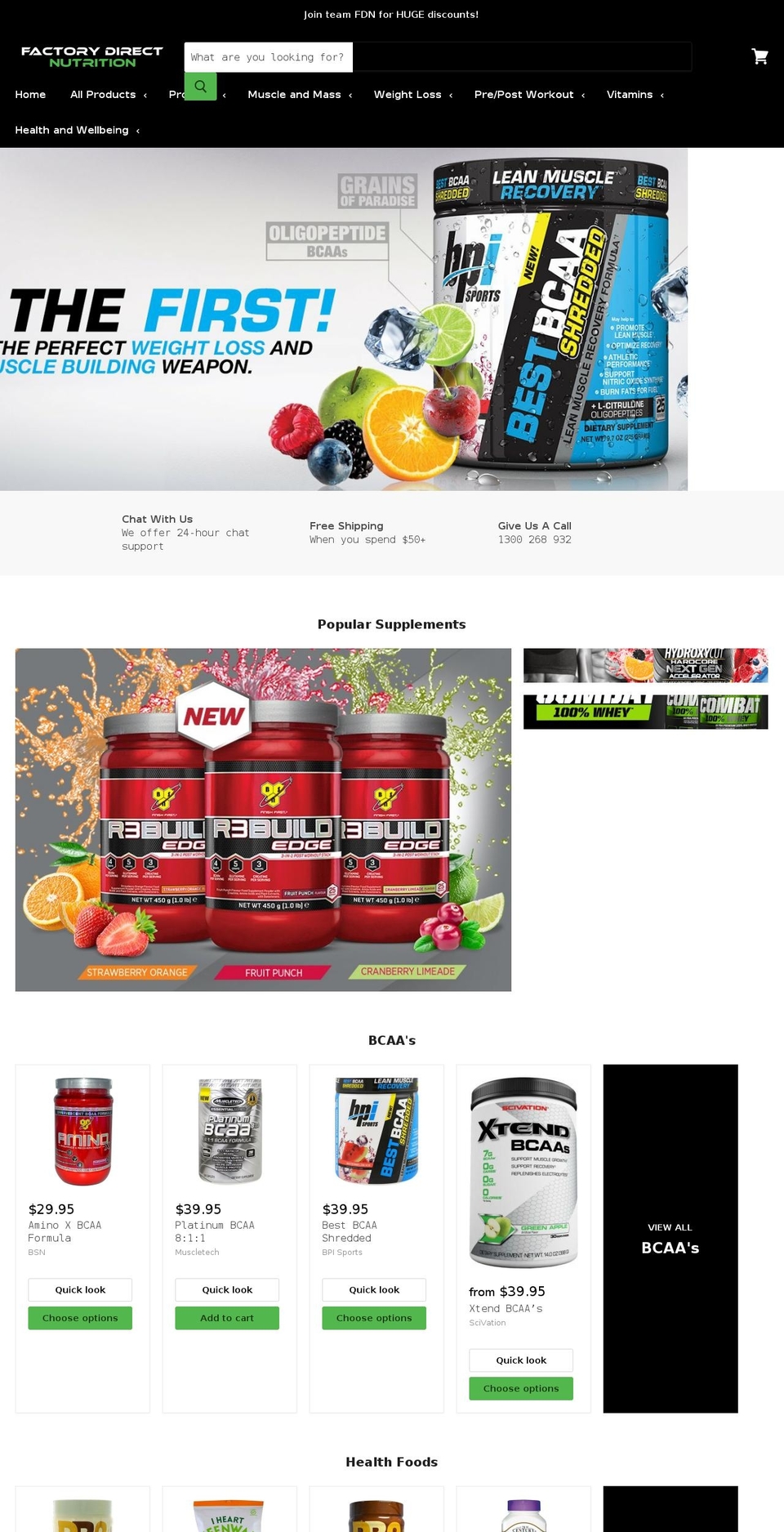 factorydirectnutrition.com shopify website screenshot