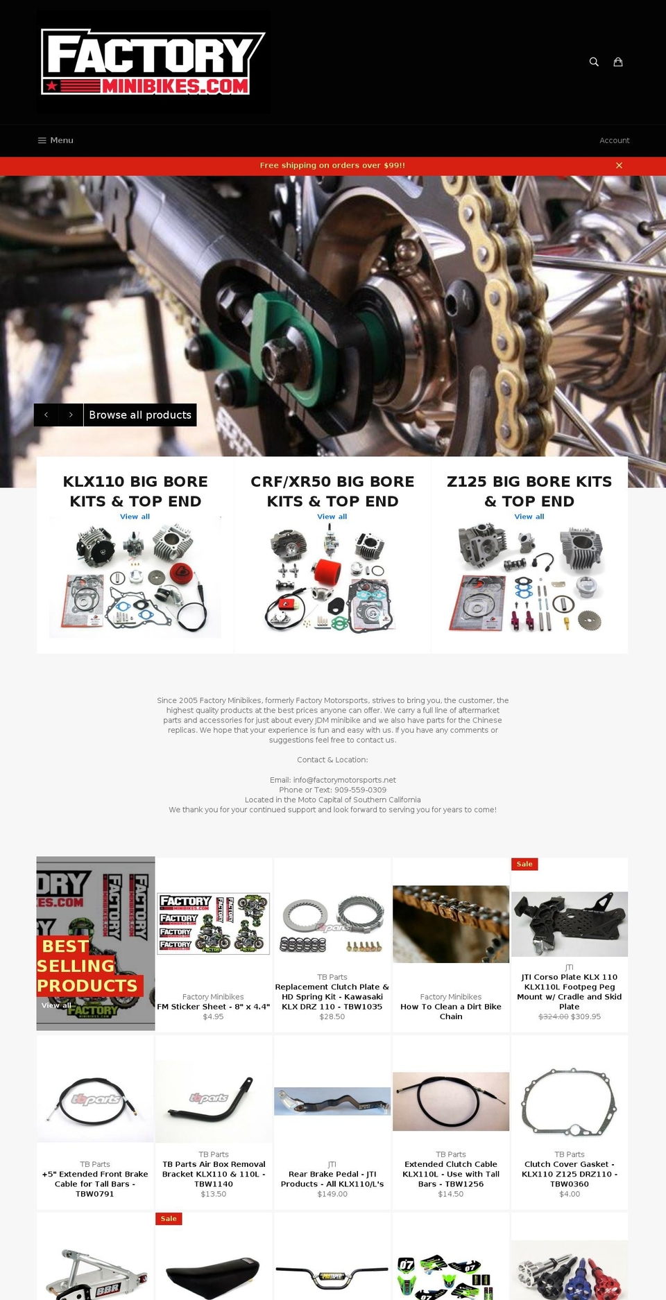 factoryminibikes.com shopify website screenshot