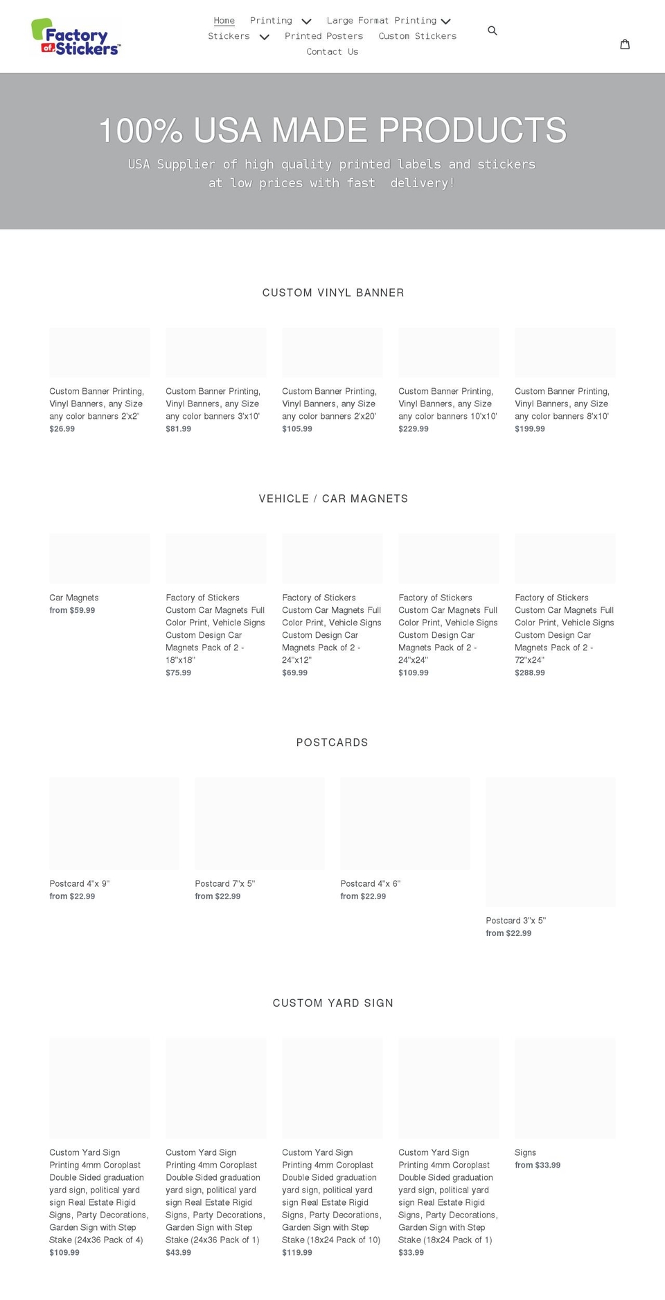 factoryofstickers.com shopify website screenshot