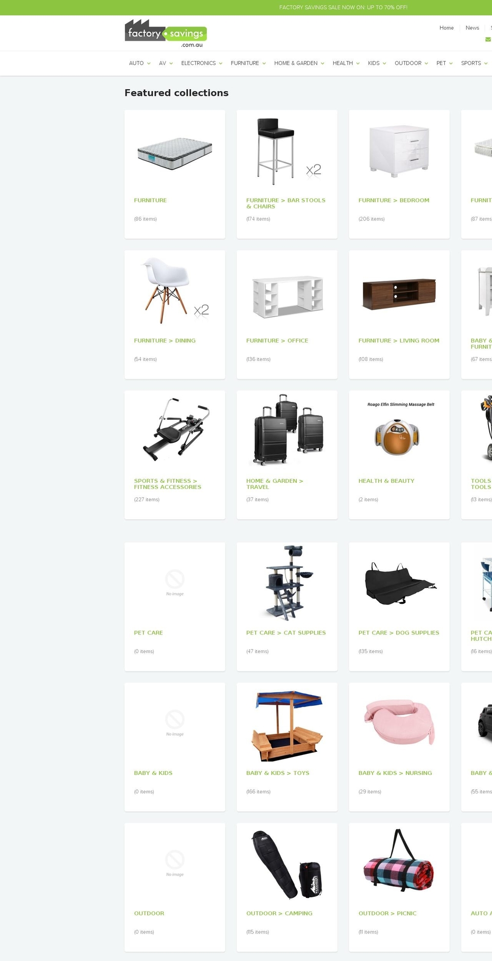 factorysavings.com.au shopify website screenshot
