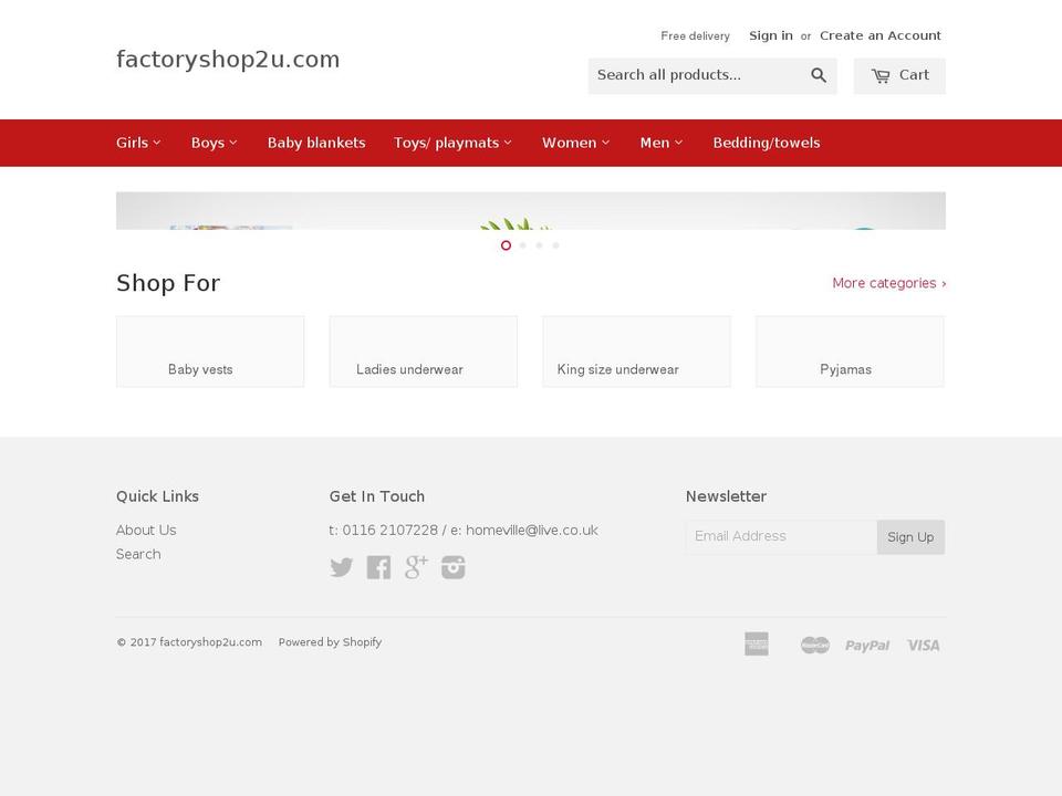 factoryshop2u.com shopify website screenshot