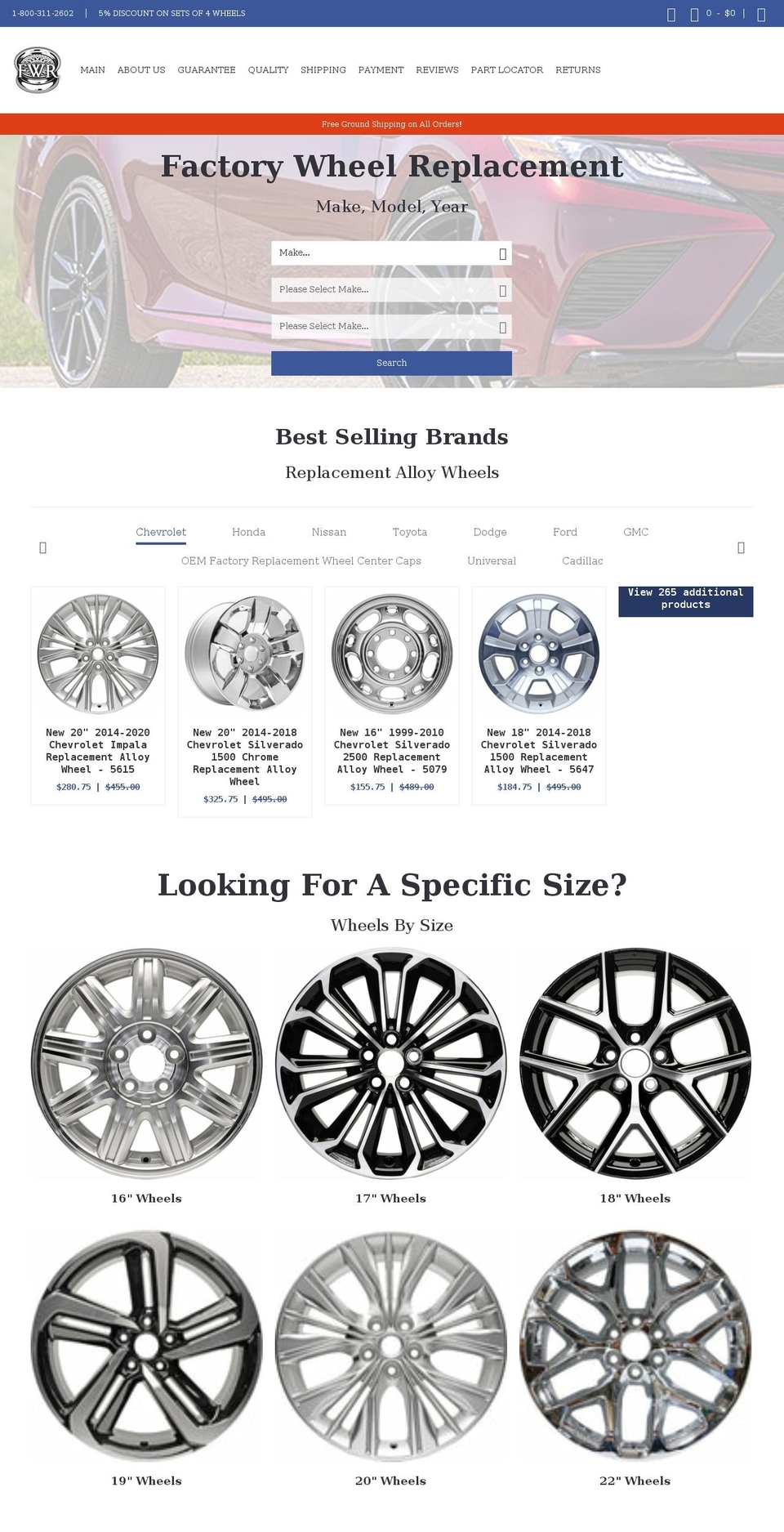 factorywheelreplacement.com shopify website screenshot
